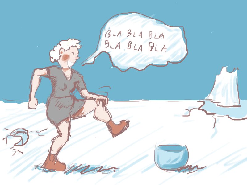 une serveuse grise bavarde hilarement avec un bol dans le Groenland